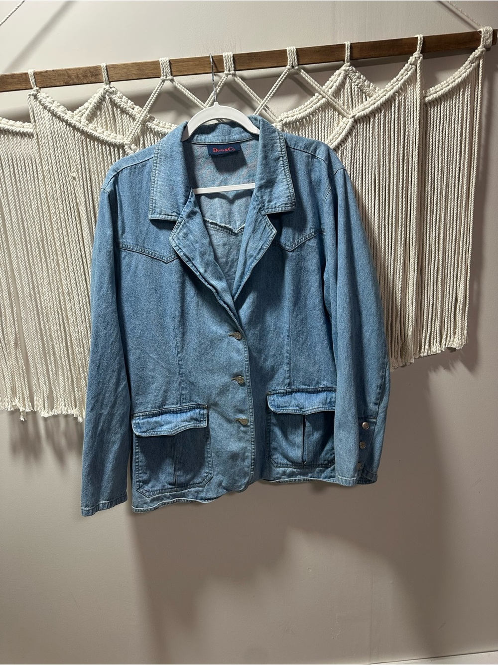 Denim&Co Light Blue Denim Blazer with Flap Pockets